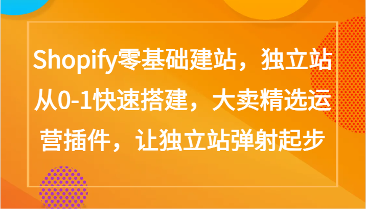 Shopify零基础建站，独立站从0-1快速搭建，大卖精选运营插件，让独立站弹射起步-灰子网创