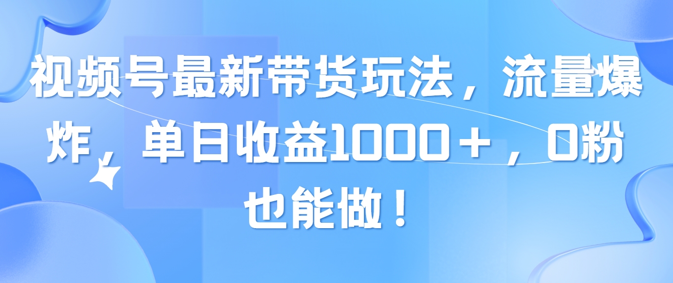 （10858期）视频号最新带货玩法，流量爆炸，单日收益1000＋，0粉也能做！-灰子网创