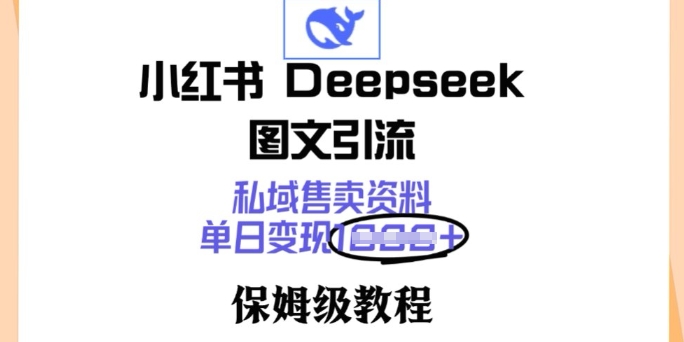 小红书Deepseek图文引流，私域售卖资料，单日变现多张，保姆级教程-灰子网创