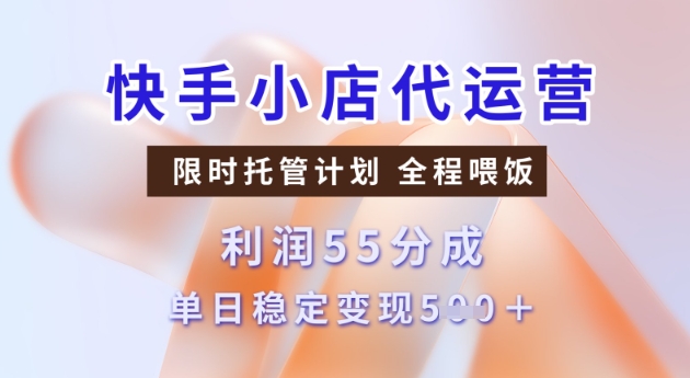 快手小店代运营3.0，模式新升级，收益55分，稳定单日5张【揭秘】-灰子网创