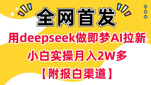 用deepseek做即梦Ai拉新 小白实操月入过W+【附报白渠道】-灰子网创