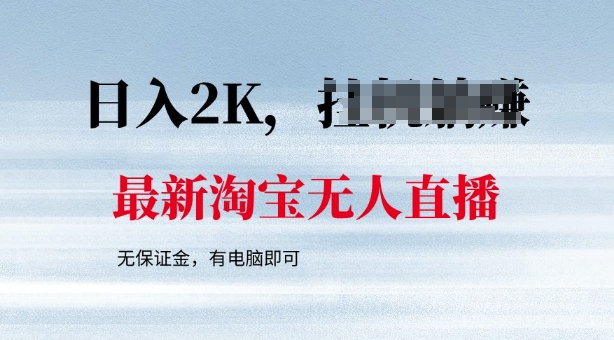 最新淘宝无人直播，最新技术，无需保证金，有电脑即可，日入多张【揭秘】-灰子网创